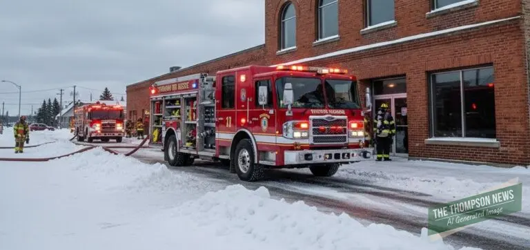 Quick Action Averts Disaster: Thompson Firefighters Halt Office Blaze on Churchill Drive
