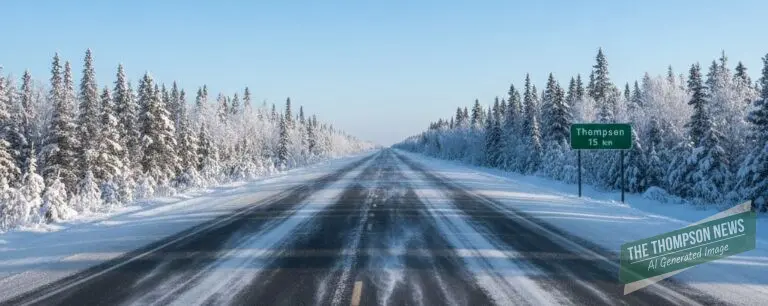 Thompson Highways Report Snow Cover and Swirling Conditions on Feb 25