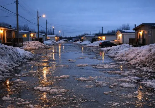 Thompson Residents Raise Concerns Over Flooding on Pipe Road in Burntwood Trailer Court - AI Generated Image