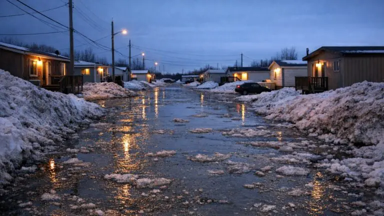 Thompson Residents Raise Concerns Over Flooding on Pipe Road in Burntwood Trailer Court - AI Generated Image
