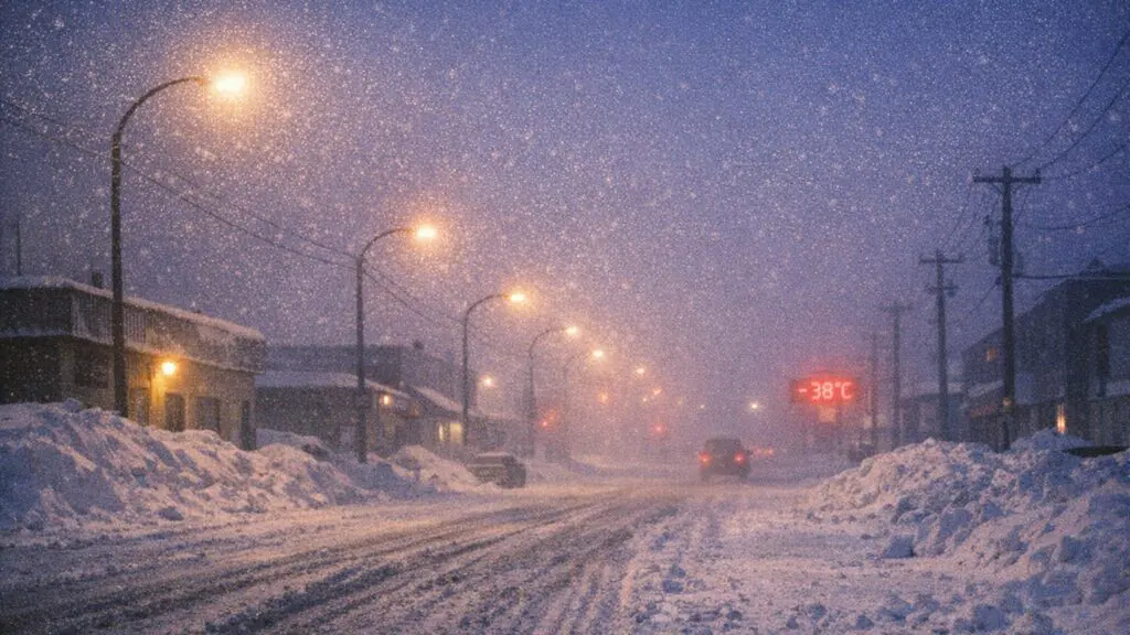 Thompson Braces for Snow and Extreme Cold: Up to 4cm Tonight, Wind Chills to -43°C with Frostbite Risk - AI Generated Image