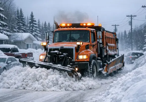Thompson Public Works Continues Snow Clearing on Priority Streets on Mar 11 - AI Generated Image