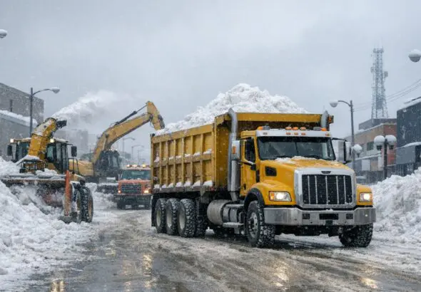 Snow Clearing in Downtown Thompson March 16 2026 - AI Generated Image