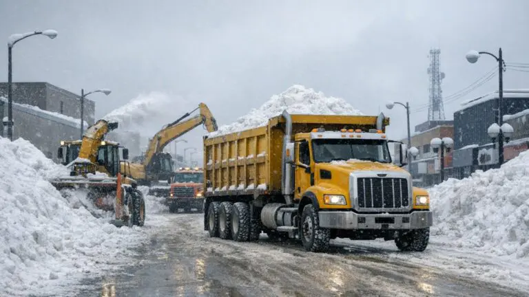 Snow Clearing in Downtown Thompson March 16 2026 - AI Generated Image