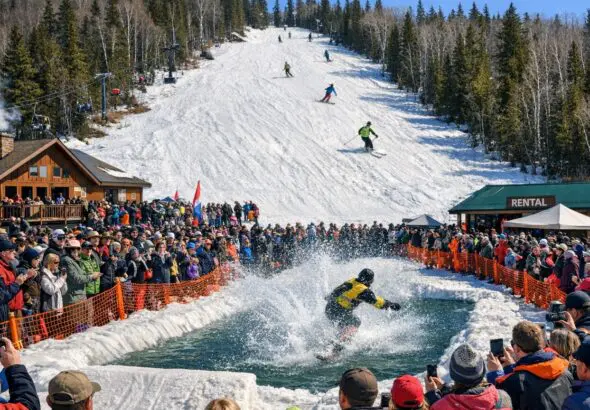 Mystery Mountain Winter Park Closes Season Apr 12 with Half-Price Lift Tickets and Slush Cup - AI Generated Image
