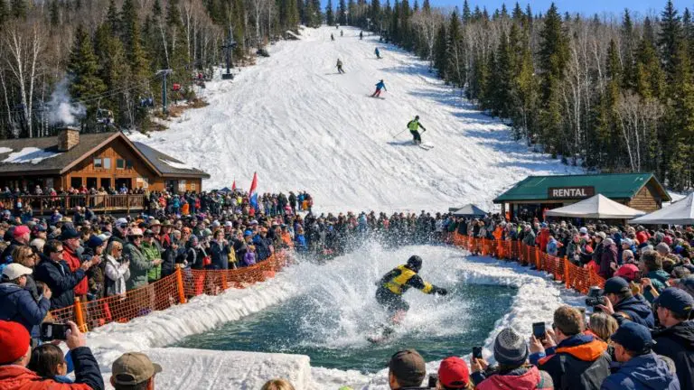 Mystery Mountain Winter Park Closes Season Apr 12 with Half-Price Lift Tickets and Slush Cup - AI Generated Image