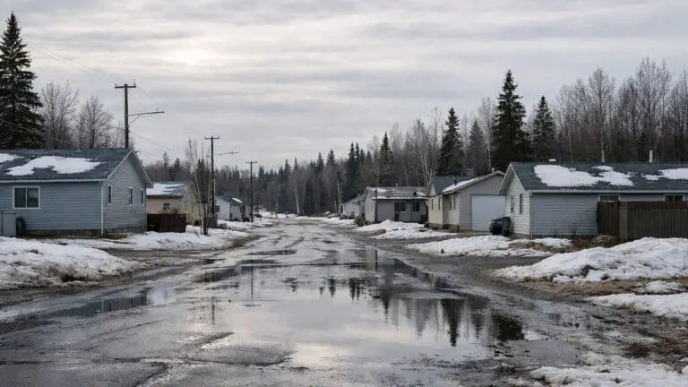 Thompson Hits Above-Normal High of +3°C Friday Before Weekend Flurries, Snow and a Cold Return Sunday, Apr 5 - AI Generated Image