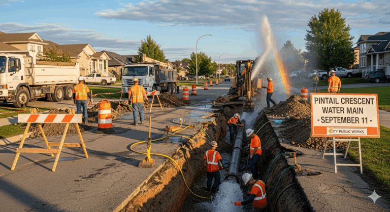 Water Break Repair on Pintail Crescent Disrupts Service September 11