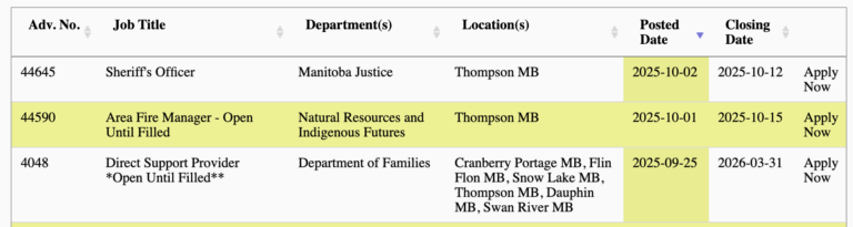 Manitoba Government Posts New Job Openings in Thompson