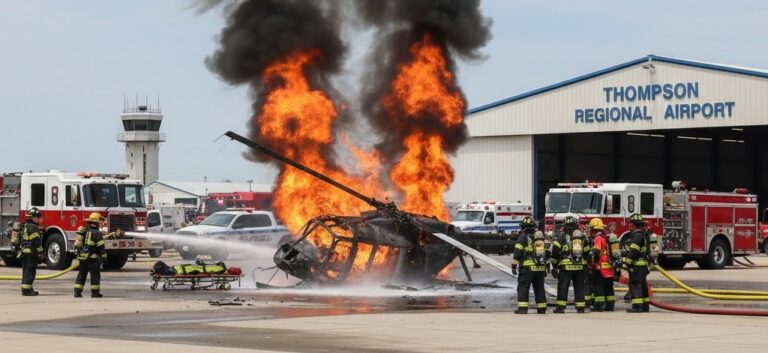 Firefighters Respond to Helicopter Crash at Thompson Regional Airport