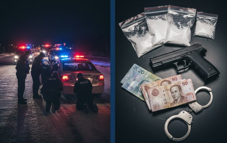 RCMP Arrest Four Ontario Men After Traffic Stop in Thompson Leads to Firearm and Drug Seizure