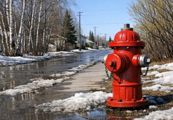 Thompson Celebrates Adopt-A-Hydrant Monthly Draw Winner - Red fire hydrant on residential Thompson street