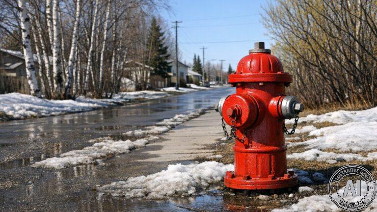 Thompson Celebrates Adopt-A-Hydrant Monthly Draw Winner - Red fire hydrant on residential Thompson street