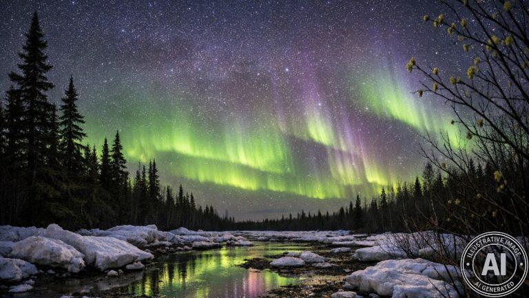 Space Weather Canada Forecasts Active Northern Lights Conditions for Thompson on Apr 11 - AI Generated Image