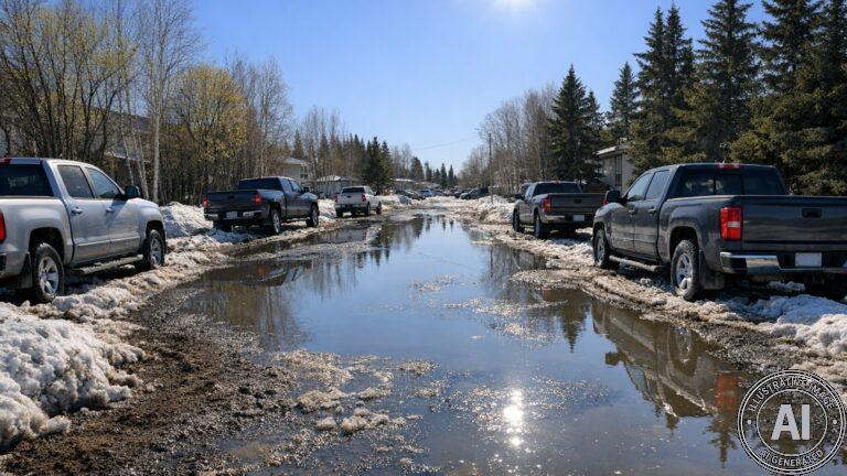 Thompson Wakes to -20°C on Apr 19, with Snow, Rain Mix and Persistent Snowfall Forecast Through Week - AI Generated Image